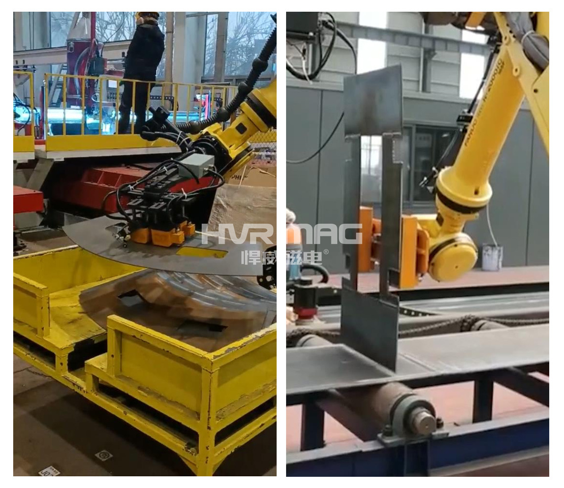 工業(yè)機(jī)器人抓取導(dǎo)磁性薄工件,單張不粘連，選電磁抓手還是電永磁抓手？